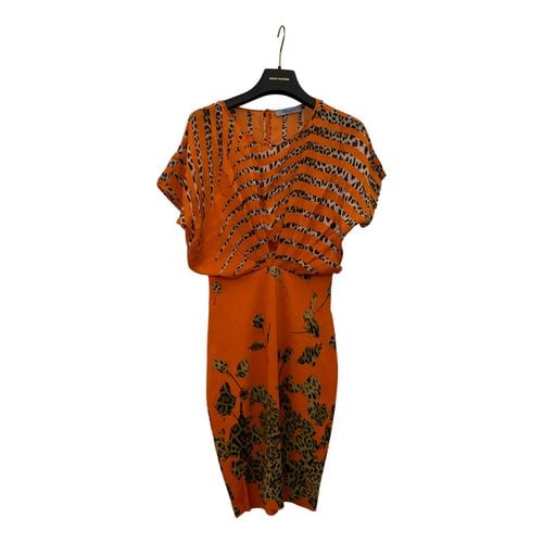 Pre-owned Blumarine Silk Mid-length Dress In Orange