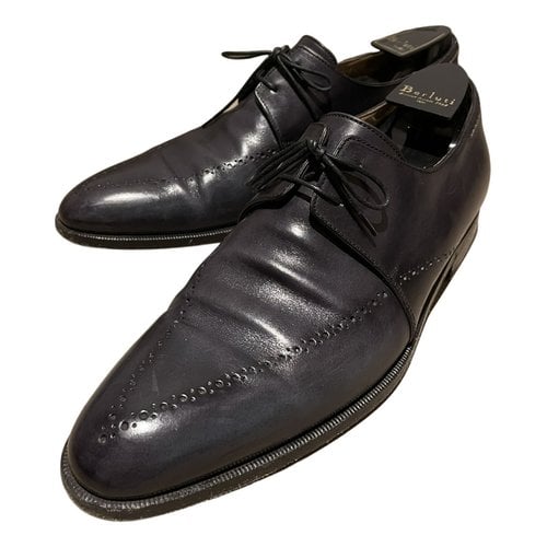 Pre-owned Berluti Leather Lace Ups In Anthracite