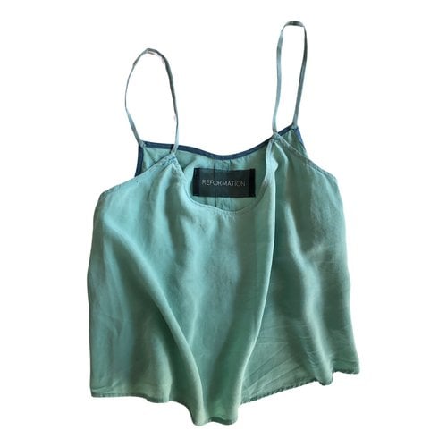 Pre-owned Reformation Silk Camisole In Turquoise