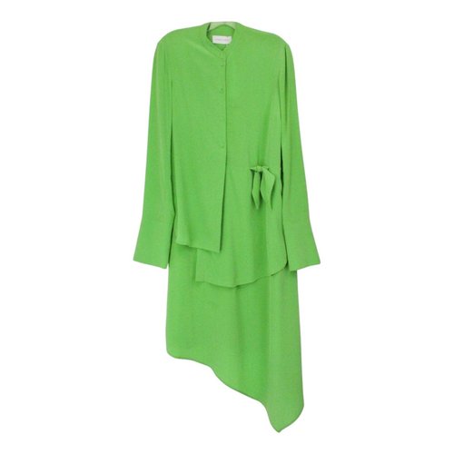 Pre-owned Christian Wijnants Silk Mid-length Dress In Green