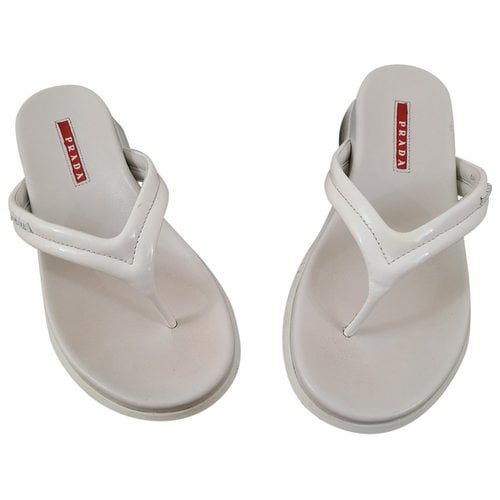 Pre-owned Prada Leather Sandals In White