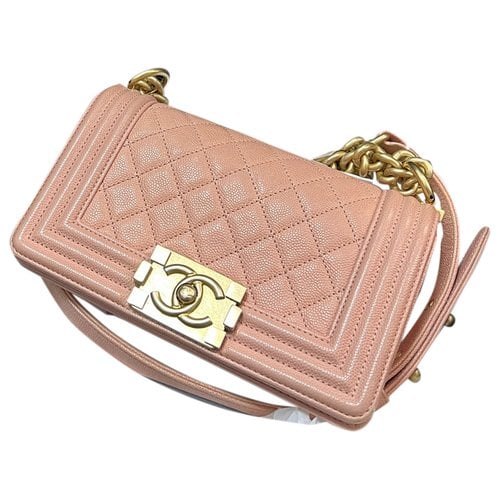 Pre-owned Chanel Boy Leather Crossbody Bag In Pink