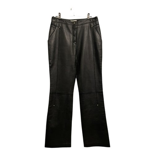 Pre-owned Mugler Leather Trousers In Black