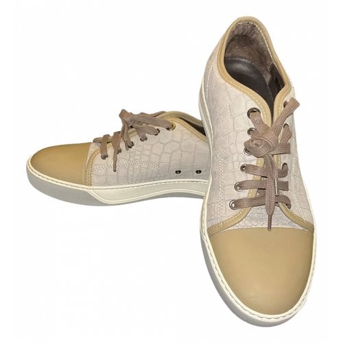 Pre-owned Lanvin Leather Low Trainers In Beige