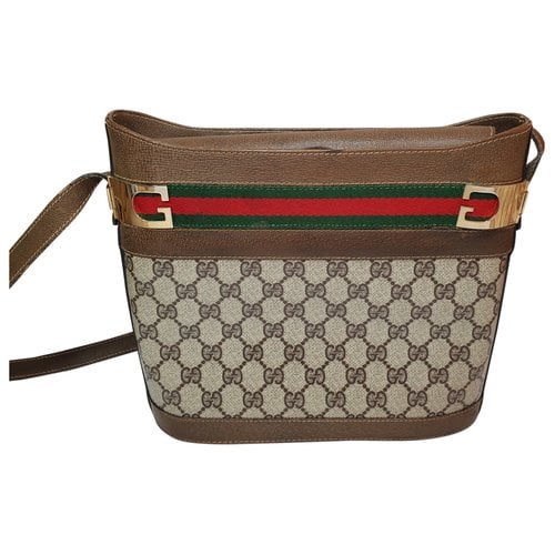 Pre-owned Gucci Ophidia Leather Crossbody Bag In Beige