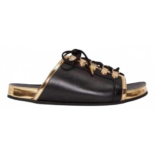 Pre-owned Balmain Leather Sandals In Black