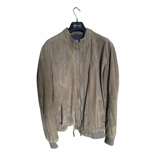 Pre-owned Liujo Leather Jacket In Khaki