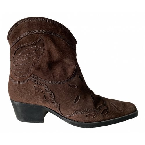 Pre-owned Ganni Fall Winter 2019 Western Boots In Brown
