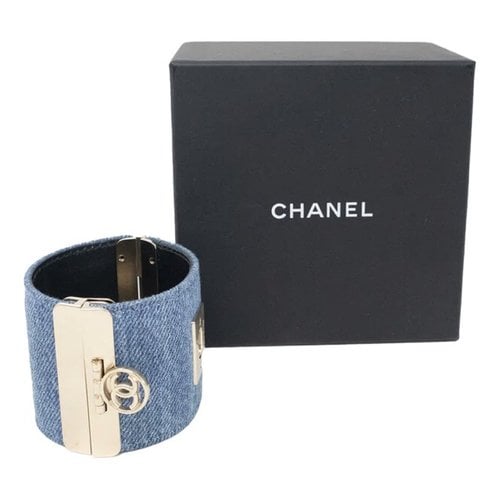 Pre-owned Chanel Cc Cloth Bracelet In Blue