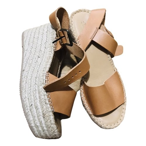 Pre-owned Soludos Leather Espadrilles In Camel