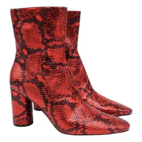 Pre-owned Balenciaga Leather Ankle Boots In Red