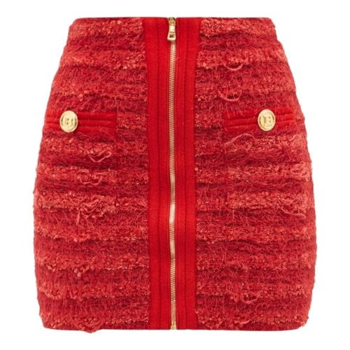 Pre-owned Balmain Mini Skirt In Red