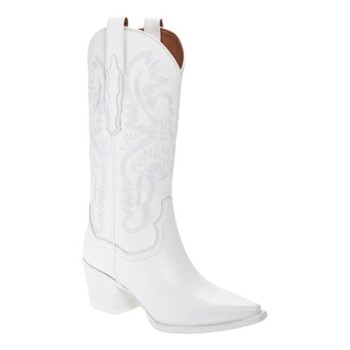 Pre-owned Jeffrey Campbell Leather Western Boots In White