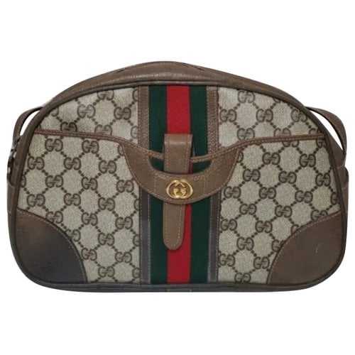 Pre-owned Gucci Ophidia Leather Crossbody Bag In Beige