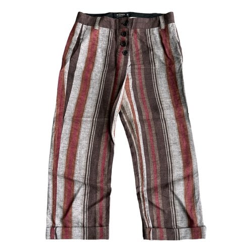Pre-owned Etro Linen Straight Pants In Brown