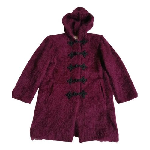 Pre-owned Saint Laurent Wool Dufflecoat In Purple