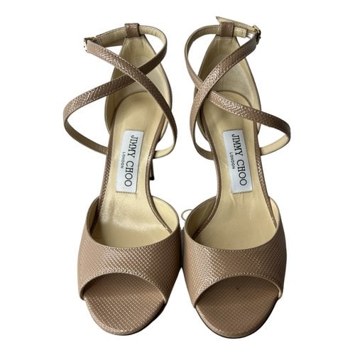 Pre-owned Jimmy Choo Patent Leather Sandals In Beige