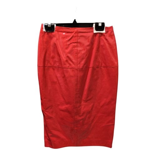 Pre-owned Lanvin Patent Leather Mid-length Skirt In Red