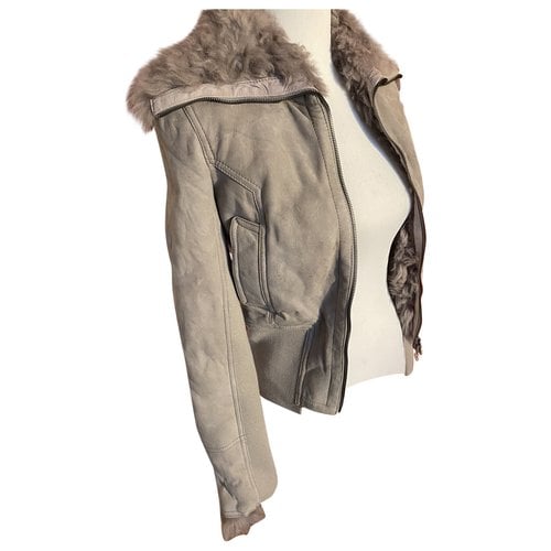 Pre-owned Patrizia Pepe Shearling Caban In Grey