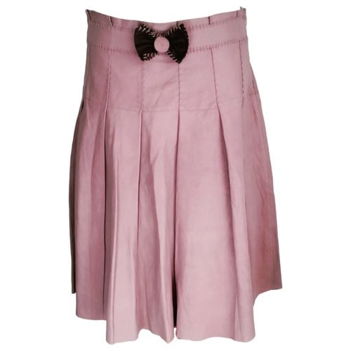 Pre-owned Hoss Intropia Leather Mid-length Skirt In Pink