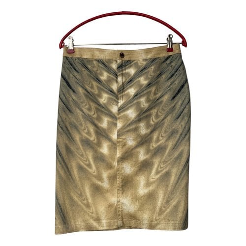Pre-owned Roberto Cavalli Mini Skirt In Gold