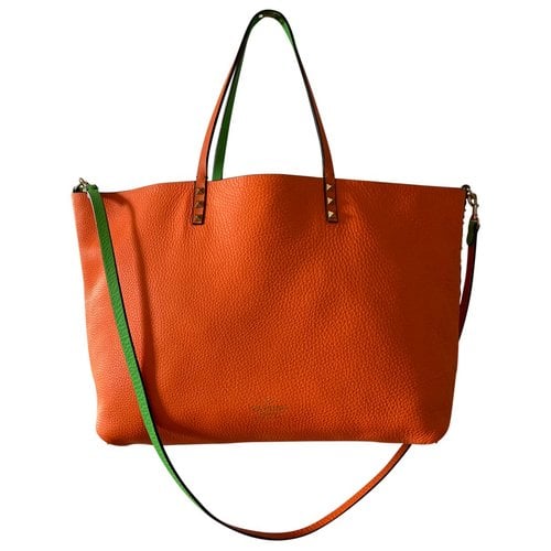 Pre-owned Valentino Garavani Rockstud Leather Handbag In Orange