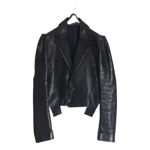 Pre-owned Yohji Yamamoto Leather Jacket In Black