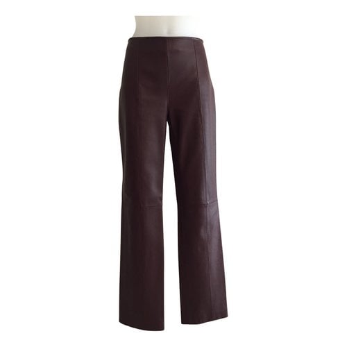 Pre-owned Loewe Leather Straight Pants In Brown