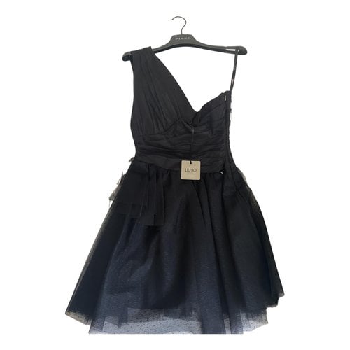 Pre-owned Liujo Silk Mini Dress In Black