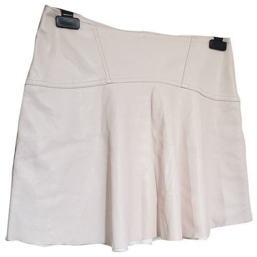 Pre-owned Vila Vegan Leather Mini Skirt In Pink