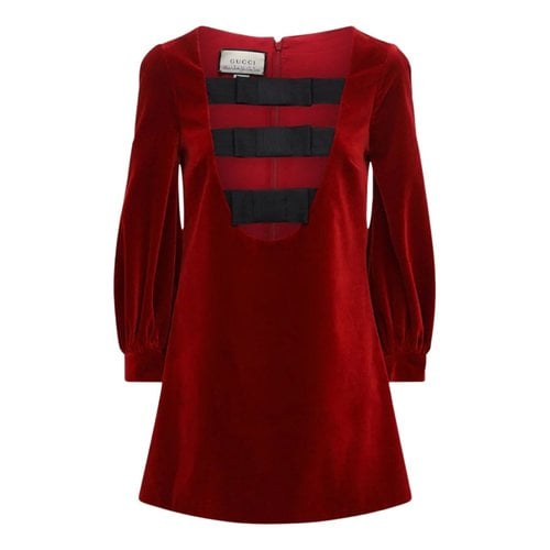 Pre-owned Gucci Velvet Mini Dress In Red