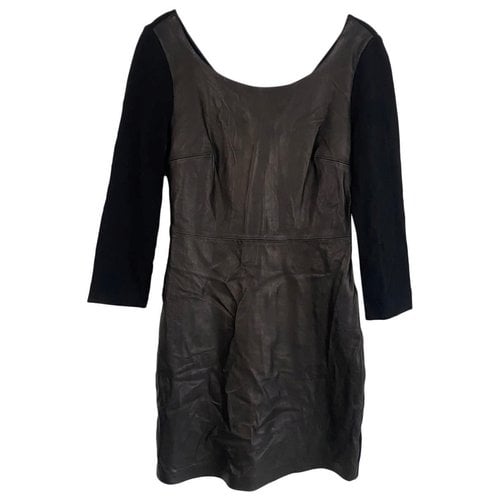 Pre-owned Diane Von Furstenberg Leather Mini Dress In Black