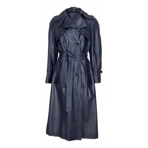 Pre-owned Zilli Leather Trench Coat In Anthracite