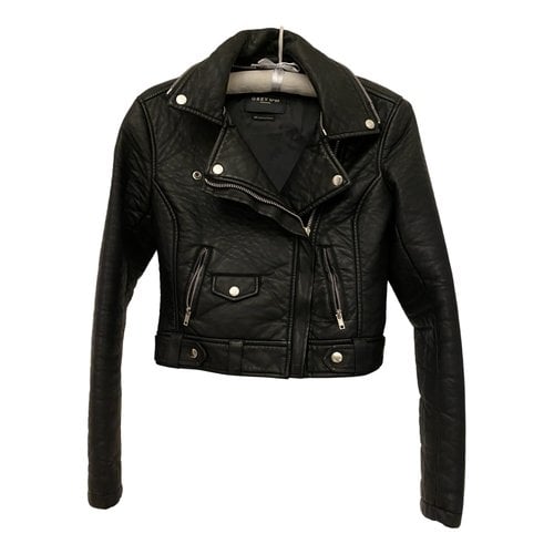 Pre-owned Obey Vegan Leather Jacket In Black
