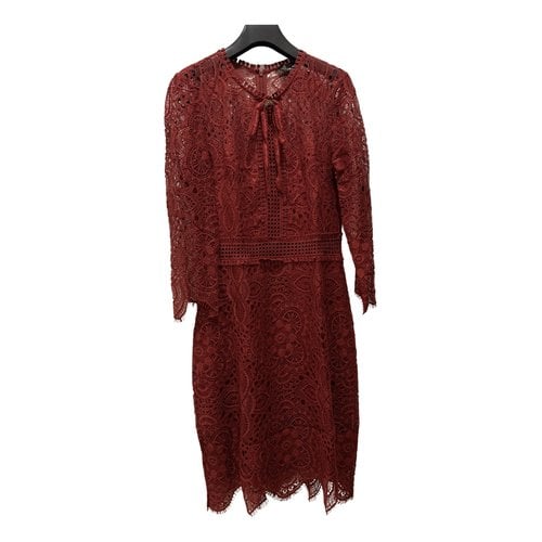 Pre-owned The Kooples Lace Mid-length Dress In Burgundy