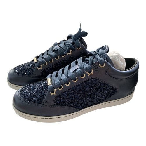 Pre-owned Jimmy Choo Diamond Leather Trainers In Blue