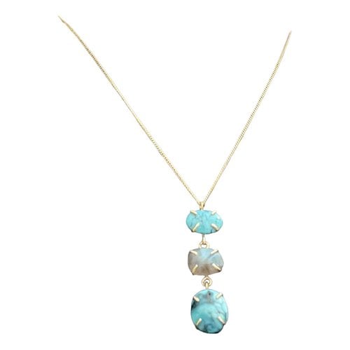 Pre-owned Melissa Joy Manning Yellow Gold Necklace In Turquoise