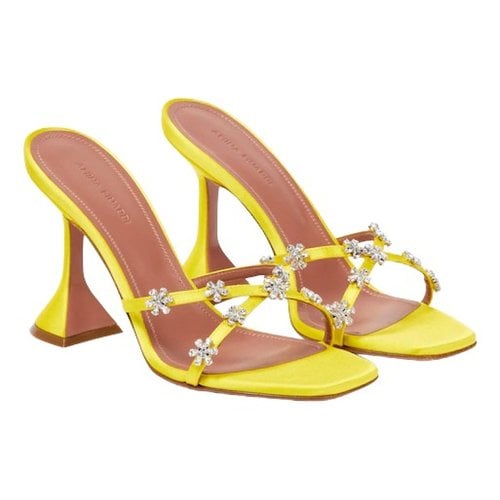 Pre-owned Amina Muaddi Cloth Sandals In Yellow