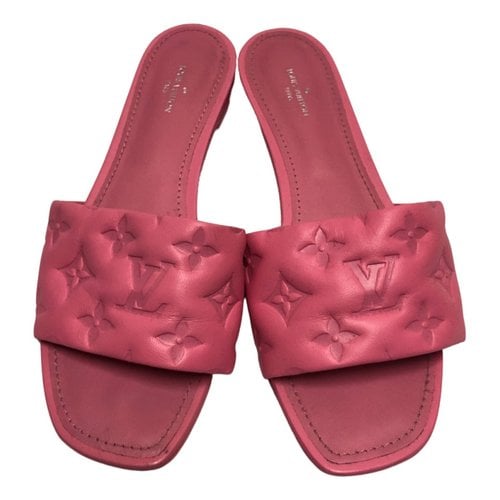 Pre-owned Louis Vuitton Revival Leather Mules In Pink