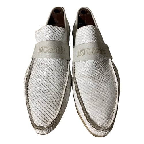 Pre-owned Just Cavalli Leather Flats In White