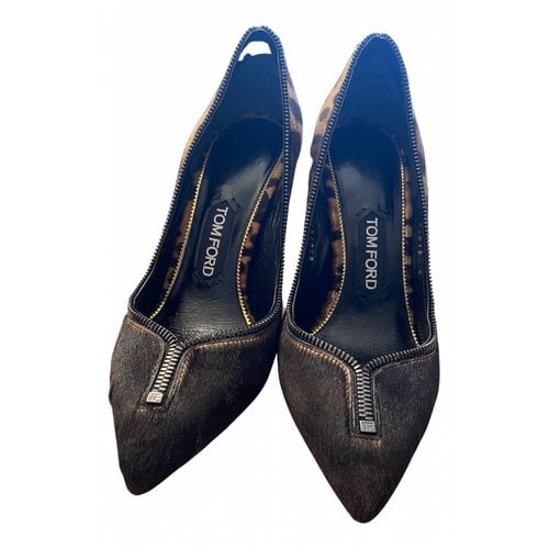 Pre-owned Tom Ford Pony-style Calfskin Heels In Brown