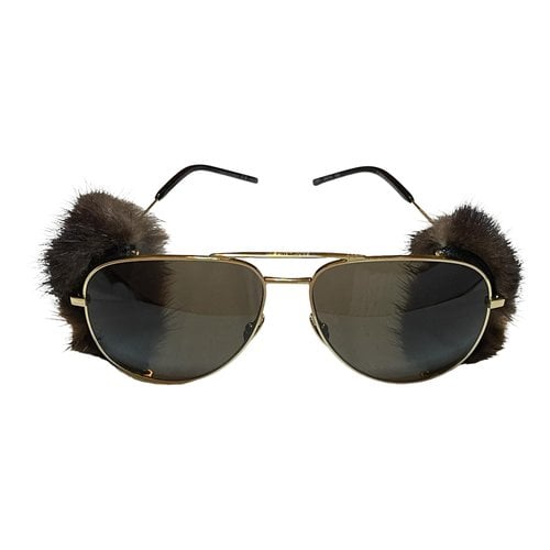 Pre-owned Saint Laurent Aviator Sunglasses In Gold