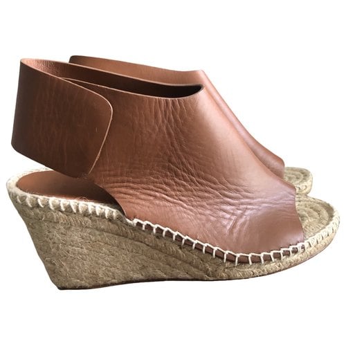 Pre-owned Celine Leather Espadrilles In Brown