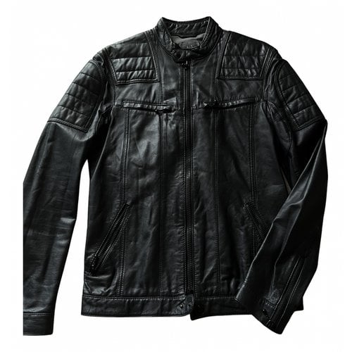 Pre-owned Emporio Armani Leather Jacket In Black