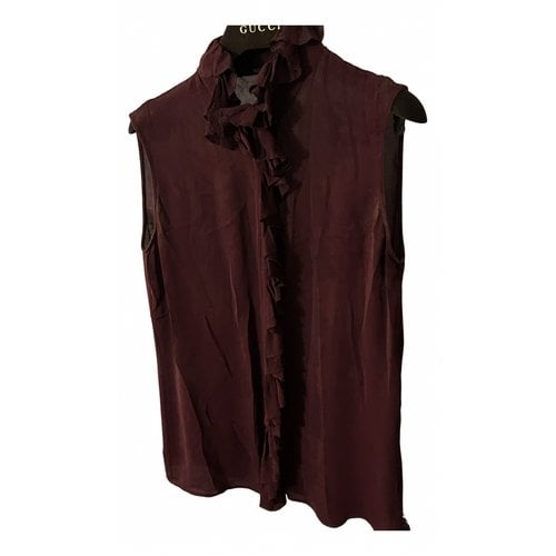 Pre-owned Gucci Silk Blouse In Burgundy