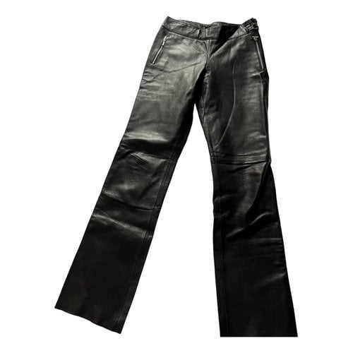 Pre-owned Oakwood Leather Straight Pants In Black