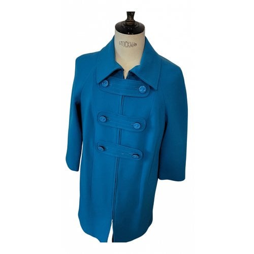 Pre-owned Escada Wool Coat In Turquoise