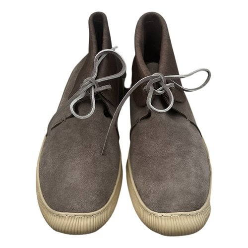 Pre-owned Visvim Leather High Trainers In Grey