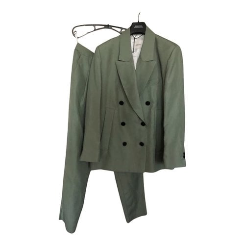 Pre-owned Dorothee Schumacher Linen Suit Jacket In Green