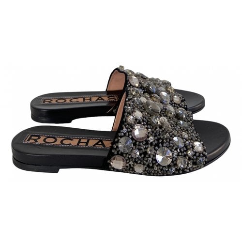 Pre-owned Rochas Leather Sandals In Black